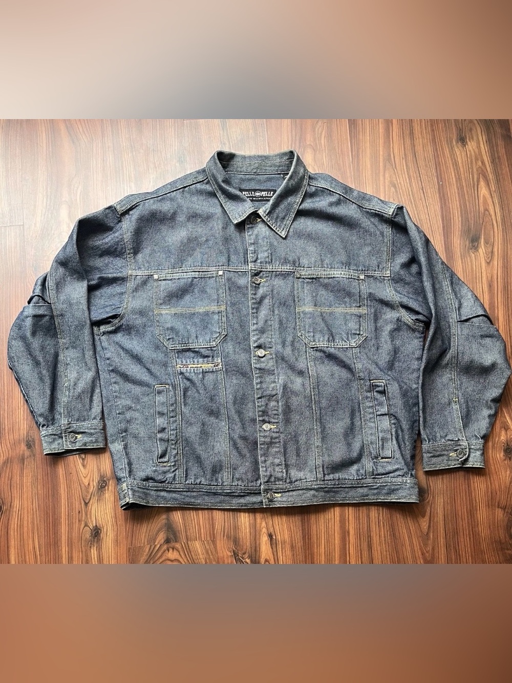 Vintage Pelle Pelle Men's Size XXL Blue Denim Shirt Jacket Marc Buchanan Y2K EUC